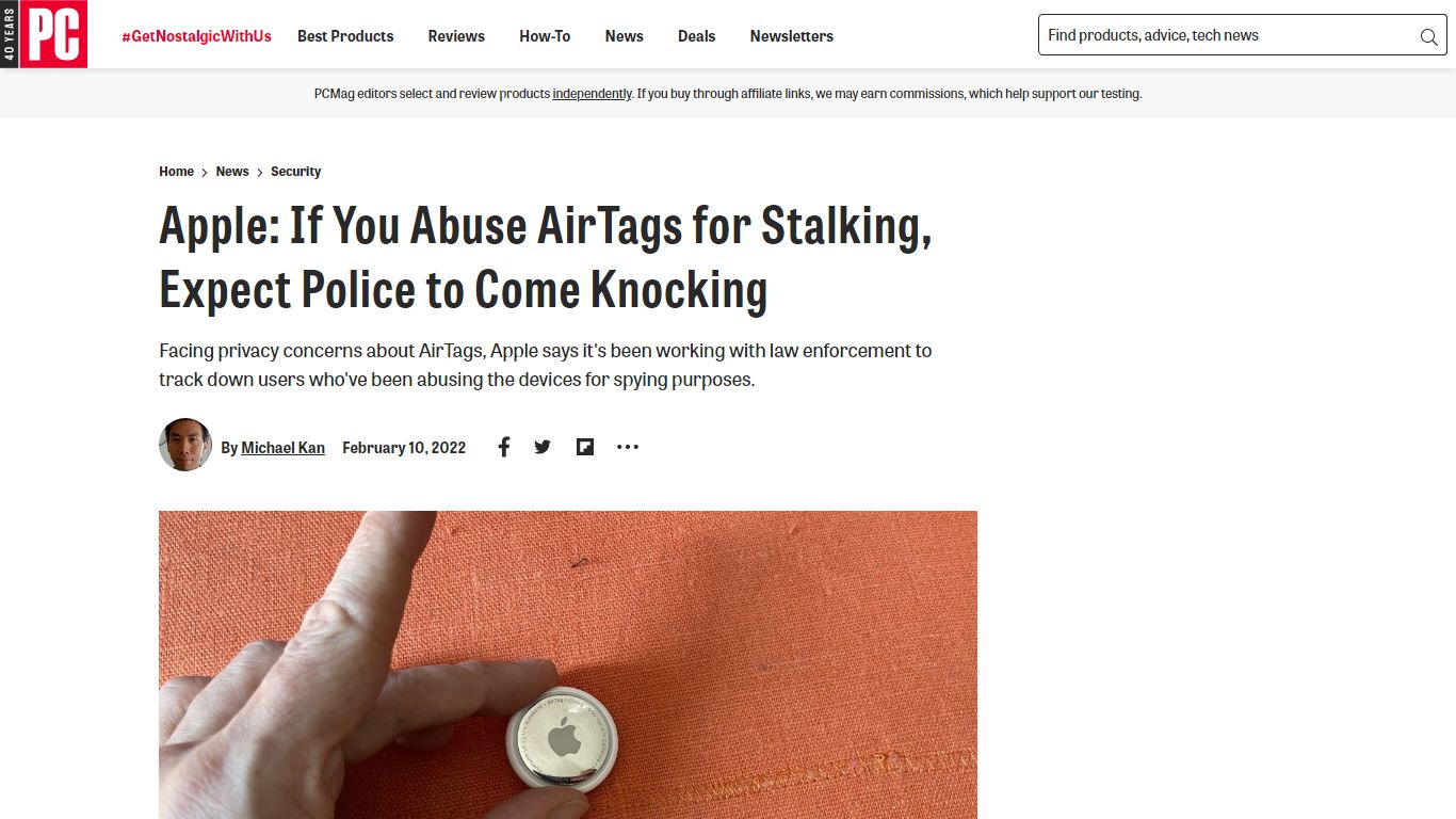 Apple: If You Abuse AirTags for Stalking, Expect Police to Come ...